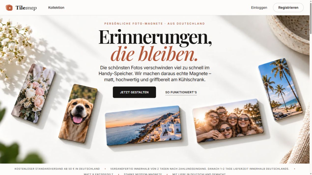 Startseite von TileSnap
